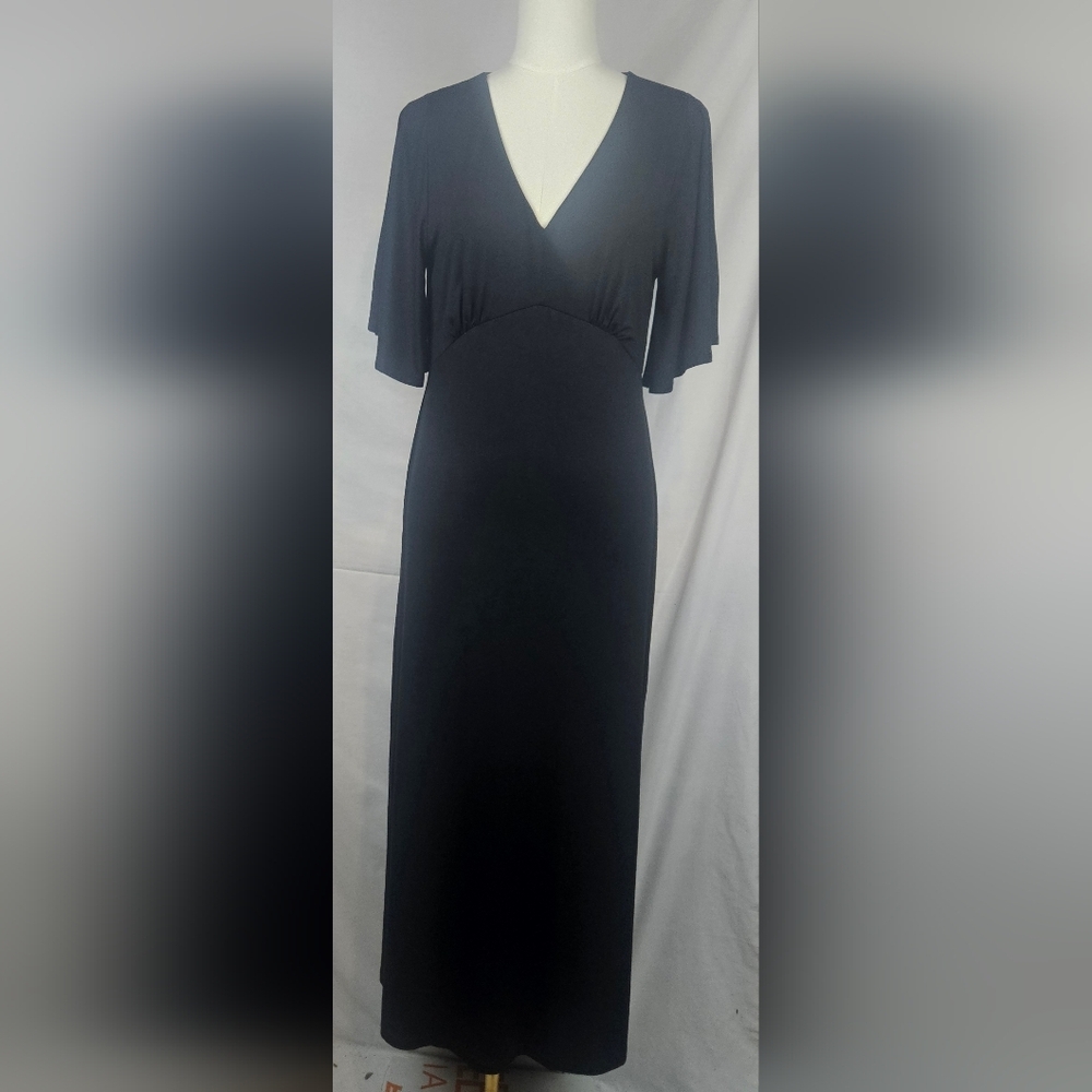 A Pea in the Pod Women's Maternity Black Flutter Sleeve Maxi Dress Sz M